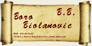 Boro Biolanović vizit kartica